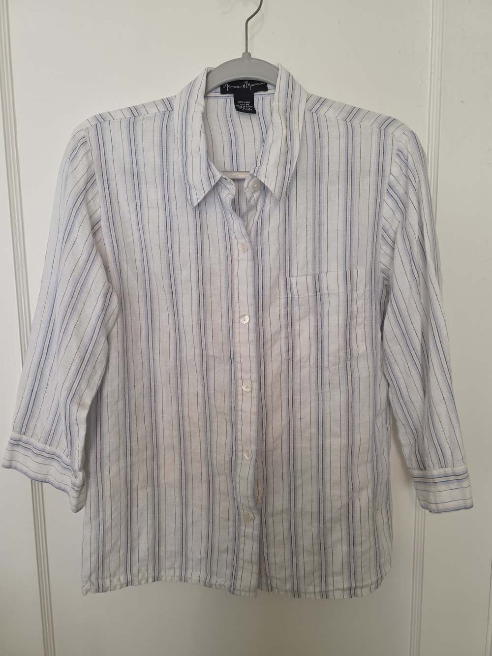 Mercer And Madison White and Blue Striped Button-Down Shirt